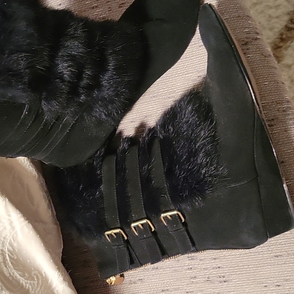 Taryn Rose Suede 'Fritzy' Booties with Fur - Picture 1 of 6